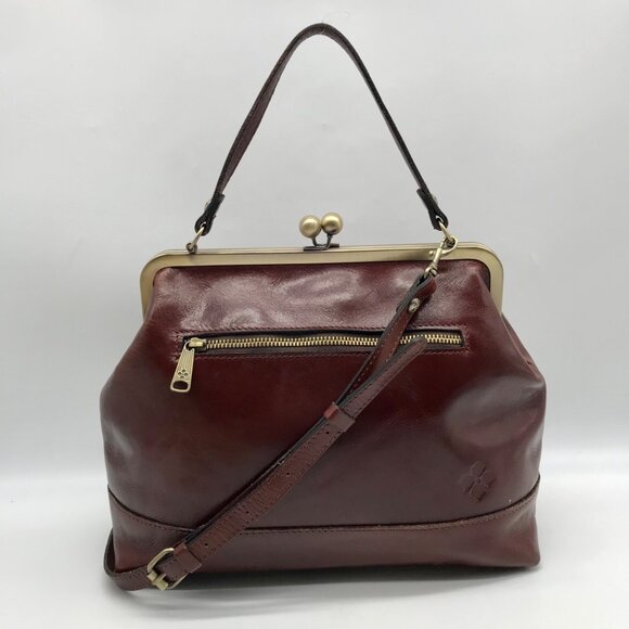 Patricia Nash Brown Leather Elsworh Floral Kiss Lock Shoulder Bag - Picture 2 of 10